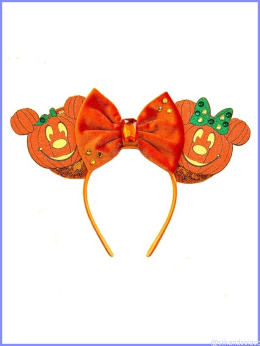 Halloween Mouse Ears Headband Sequin Bow Pumpkin Costume Party Cosplay